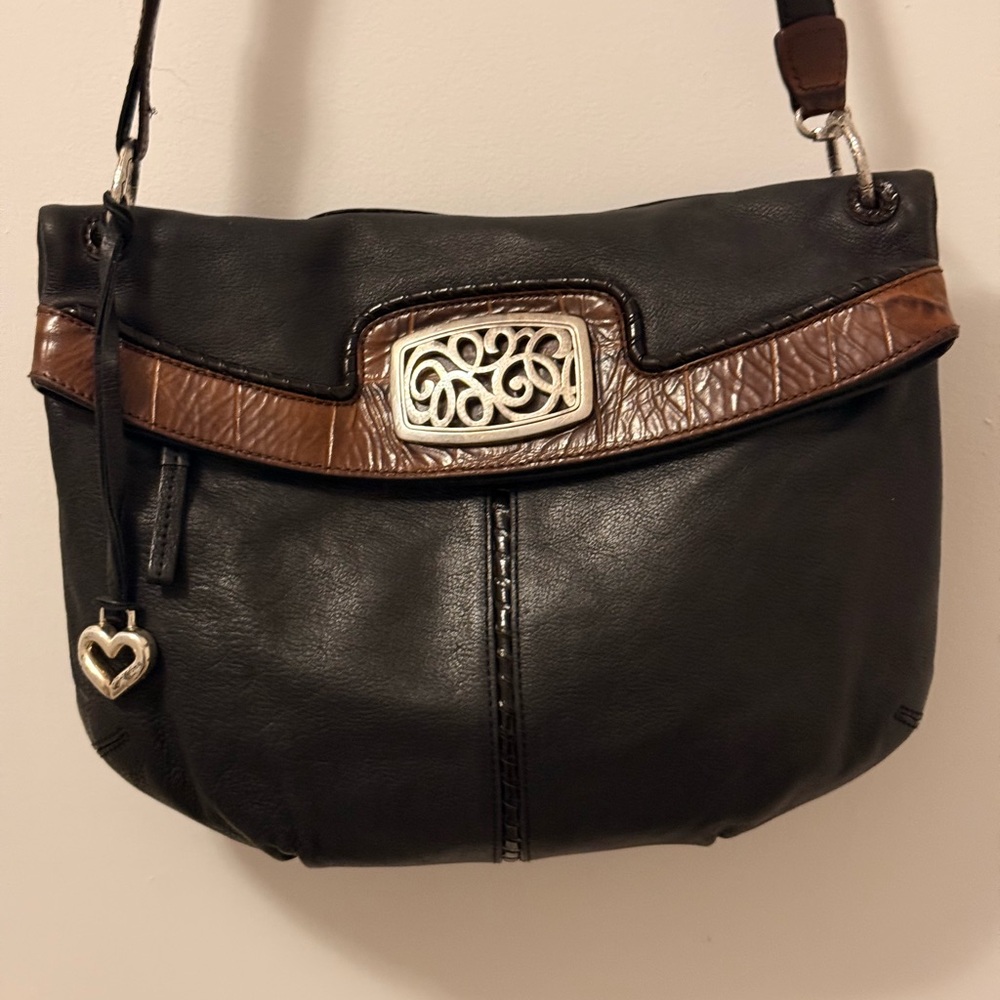 “Brighton” Black/Brown Crossbody/Shoulder Bag-100% Genuine Italian “Leather”